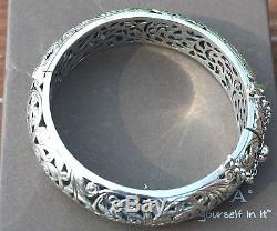 SilpadaForever Stunning Sterling Silver Filigree Hinged Bangle BraceletB1829