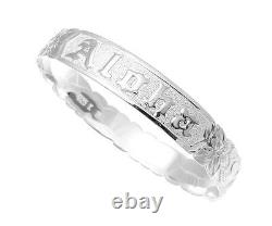 Silver 925 Hawaiian Bangle Bracelet Aloha Plumeria Flower Scroll Cut Out 12mm