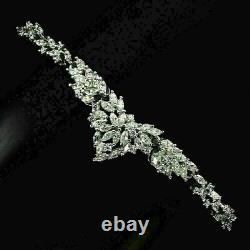 Silver Bracelet Bright White Created Zircon Stones Sterling 6 3/4 to 8 Inch