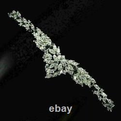 Silver Bracelet Bright White Created Zircon Stones Sterling 6 3/4 to 8 Inch