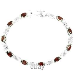 Silver Bracelet Ruby Genuine Natural Mined Gems Solid Sterling 7 1/4 Inches
