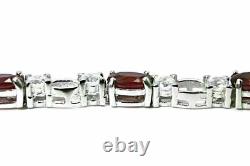 Silver Bracelet Ruby Genuine Natural Mined Gems Solid Sterling 7 1/4 Inches