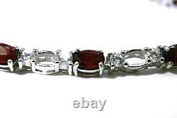 Silver Bracelet Ruby Genuine Natural Mined Gems Solid Sterling 7 1/4 Inches