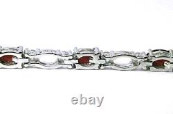Silver Bracelet Ruby Genuine Natural Mined Gems Solid Sterling 7 1/4 Inches