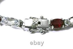 Silver Bracelet Ruby Genuine Natural Mined Gems Solid Sterling 7 1/4 Inches