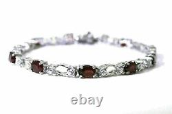 Silver Bracelet Ruby Genuine Natural Mined Gems Solid Sterling 7 1/4 Inches