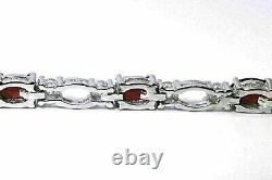 Silver Bracelet Ruby Genuine Natural Mined Gems Solid Sterling 7 1/4 Inches