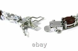 Silver Bracelet Ruby Genuine Natural Mined Gems Solid Sterling 7 1/4 Inches