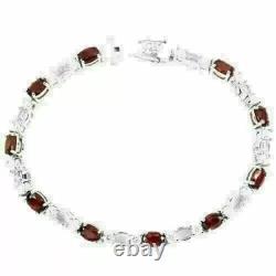 Silver Bracelet Ruby Genuine Natural Mined Gems Solid Sterling 7 1/4 Inches