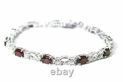 Silver Bracelet Ruby Genuine Natural Mined Gems Solid Sterling 7 1/4 Inches