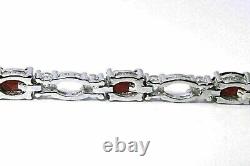 Silver Bracelet Ruby Genuine Natural Mined Gems Solid Sterling 7 1/4 Inches