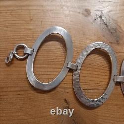 Silver Modernist Bracelet Large Statement Links Hammered Bold Sterling 925 45g