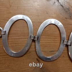 Silver Modernist Bracelet Large Statement Links Hammered Bold Sterling 925 45g