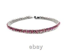 Silver Pink Tourmaline Bracelet Natural Pink Tourmaline Bracelet Dainty For Her