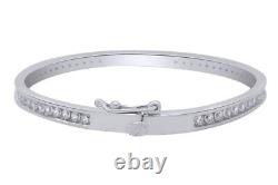 Simulated Diamond Bangle Bracelet 7 Solid 925 Sterling Silver