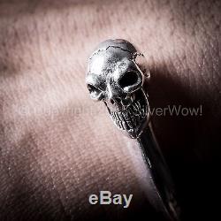 Skull Cuff Bangle for Men Highest Quality Solid 925 Sterling Silver