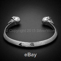Skull Cuff Bangle for Men Highest Quality Solid 925 Sterling Silver