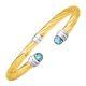 Sky Blue Topaz Cuff Bracelet In Sterling Silver & 14k Yellow Gold