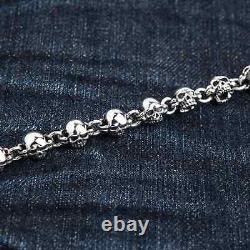 Small Fat Skull 925 925 Sterling Silver Chain Bracelet New Gothic Biker Rock