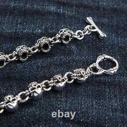 Small Fat Skull 925 925 Sterling Silver Chain Bracelet New Gothic Biker Rock