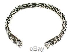 Small Viking Dragon Head Sterling Silver Bracelet, Norse, Celtic, Reenactment
