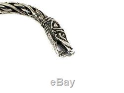 Small Viking Dragon Head Sterling Silver Bracelet, Norse, Celtic, Reenactment