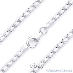 Solid. 925 Italy Sterling Silver Mens Round Box 5mm Link Italian Chain Bracelet