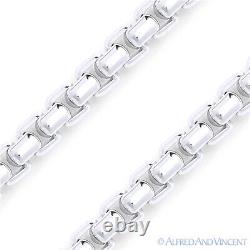 Solid. 925 Italy Sterling Silver Mens Round Box 5mm Link Italian Chain Bracelet