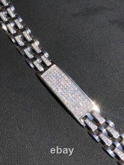 Solid 925 Silver CZ Real Iced Hip Hop Men's Presidential Bracelet Custom Link