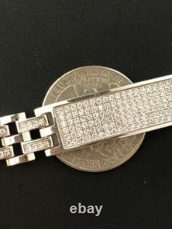 Solid 925 Silver CZ Real Iced Hip Hop Men's Presidential Bracelet Custom Link