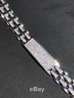 Solid 925 Silver Diamonds Iced Out Hip Hop Mens Presidential Bracelet Custom