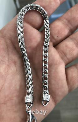 Solid 925 Sterling Silver 5MM Franco Box Chain Bracelet 8 & 9 Inch