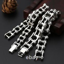 Solid 925 Sterling Silver Chain Men 10mm/13mm Geometry Link Bracelet 7.8inch