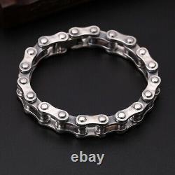 Solid 925 Sterling Silver Chain Men 10mm/13mm Geometry Link Bracelet 7.8inch