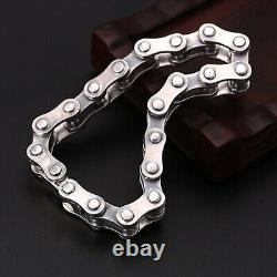 Solid 925 Sterling Silver Chain Men 10mm/13mm Geometry Link Bracelet 7.8inch