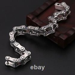 Solid 925 Sterling Silver Chain Men 10mm/13mm Geometry Link Bracelet 7.8inch