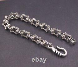 Solid 925 Sterling Silver Chain Men Geometry Concave Square Link Bracelet 55g