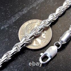 Solid 925 Sterling Silver Italian DIAMOND CUT ROPE CHAIN Necklace Bracelet Italy