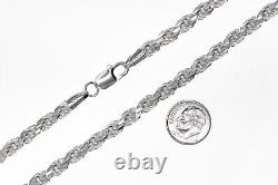 Solid 925 Sterling Silver Italian Rope Chain Necklace/ Bracelet for Men & Women