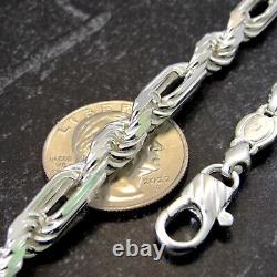 Solid 925 Sterling Silver Men's Italian Figarope Chain Milano Necklace Bracelet