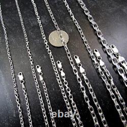 Solid 925 Sterling Silver Men's Italian Forzatina / Anchor / Cable Link Chain