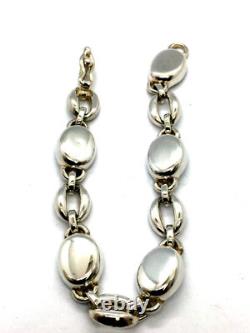 Solid 925 Sterling Silver Modern High Polish Links Solid Bracelet 40 Gram