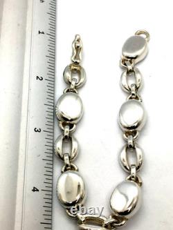 Solid 925 Sterling Silver Modern High Polish Links Solid Bracelet 40 Gram