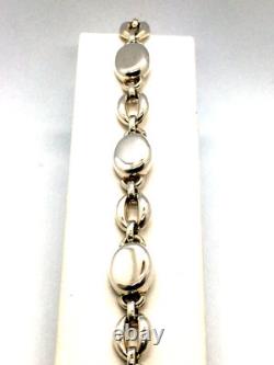 Solid 925 Sterling Silver Modern High Polish Links Solid Bracelet 40 Gram
