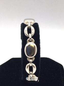 Solid 925 Sterling Silver Modern High Polish Links Solid Bracelet 40 Gram