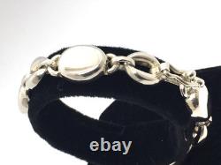 Solid 925 Sterling Silver Modern High Polish Links Solid Bracelet 40 Gram