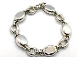 Solid 925 Sterling Silver Modern High Polish Links Solid Bracelet 40 Gram