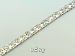 Solid 925 Sterling Silver Nugget Style Adjustable Bracelet 8,9.3 mm 21.2 Grams