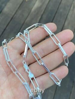 Solid 925 Sterling Silver Paperclip Chain Or Bracelet Large 7mm Necklace Italy