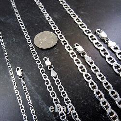Solid Genuine 925 Sterling Silver Flat Mariner Chain Marina Bracelet / Necklace